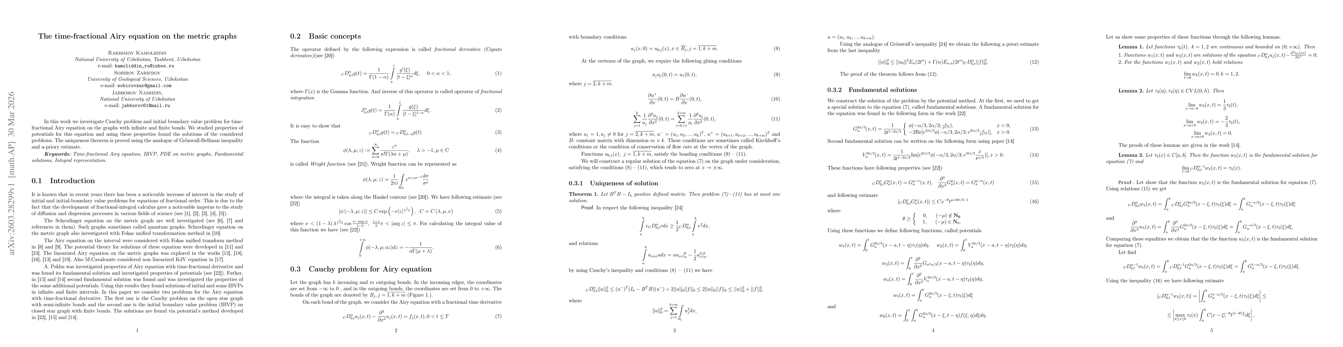 Thumbnail for The time-fractional Airy equation on the metric graphs