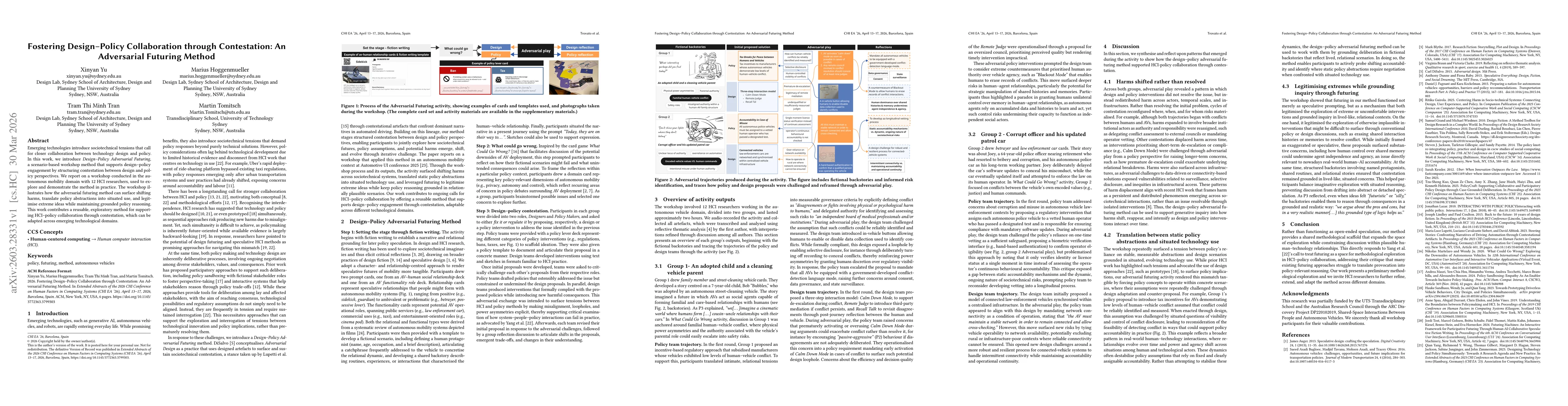 Thumbnail for Fostering Design-Policy Collaboration through Contestation: An Adversarial Futuring Method