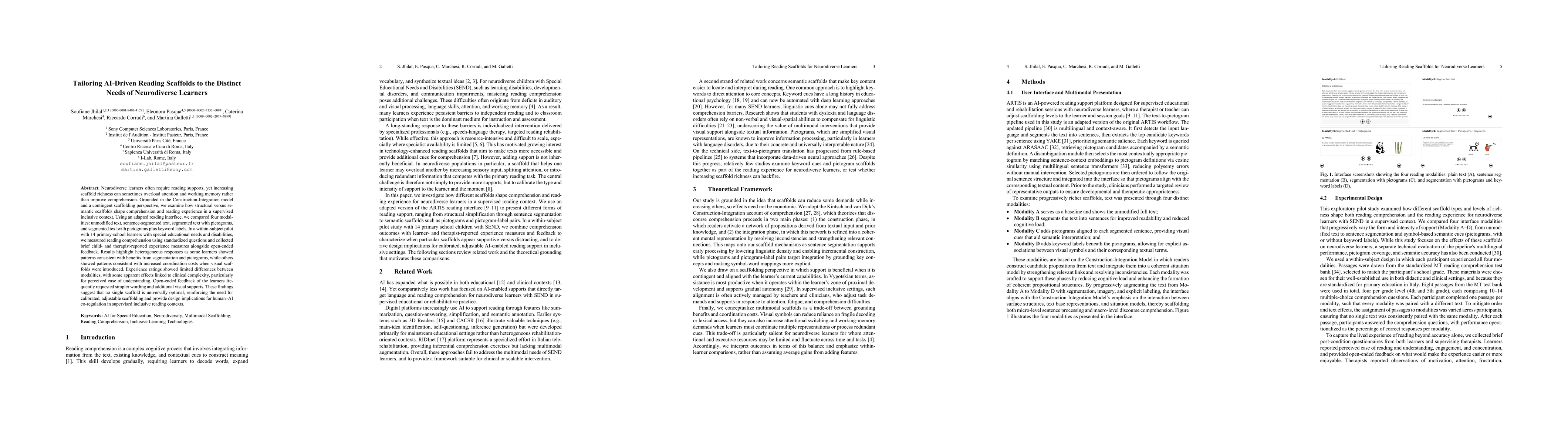 Thumbnail for Tailoring AI-Driven Reading Scaffolds to the Distinct Needs of Neurodiverse Learners