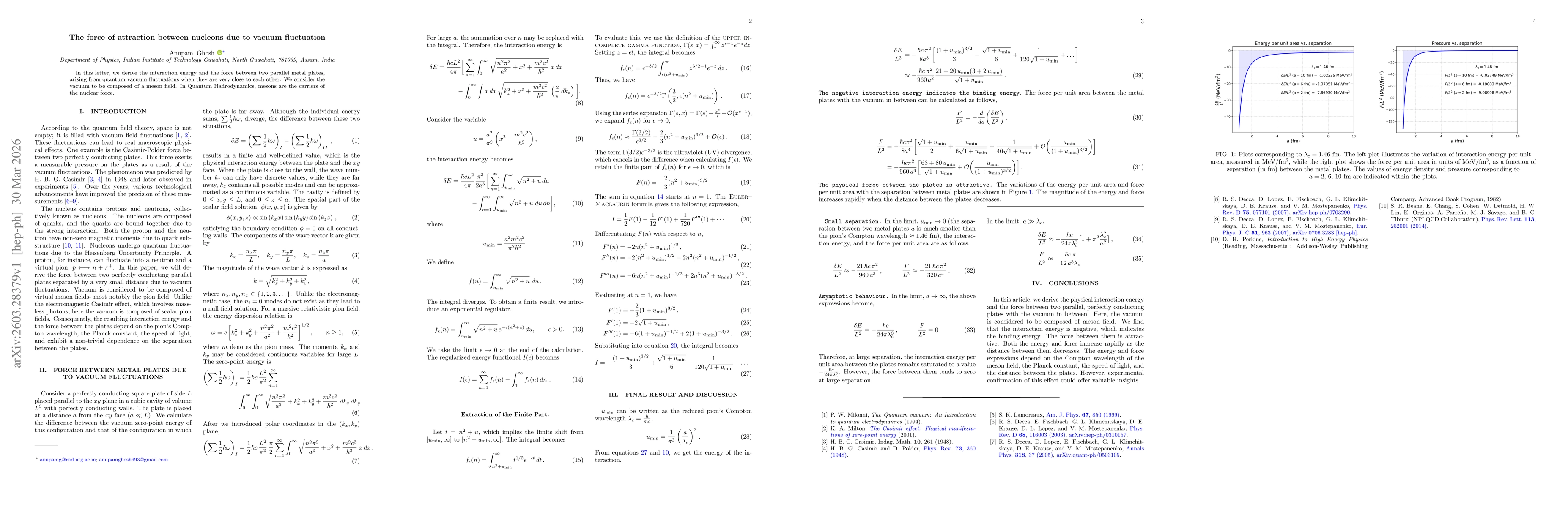 Thumbnail for The force of attraction between nucleons due to vacuum fluctuation
