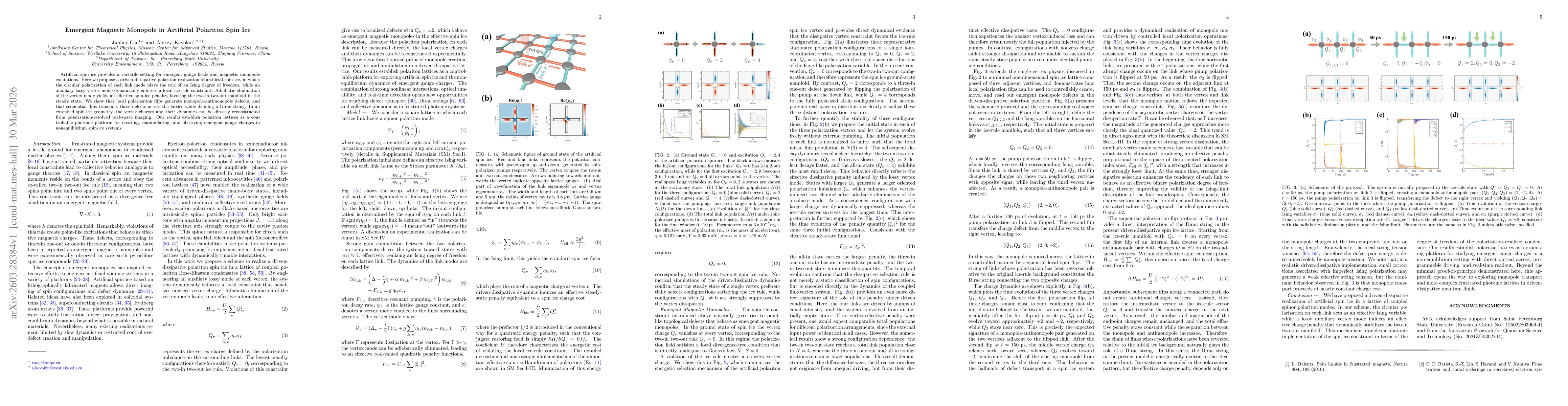 Thumbnail for Emergent Magnetic Monopole in Artificial Polariton Spin Ice