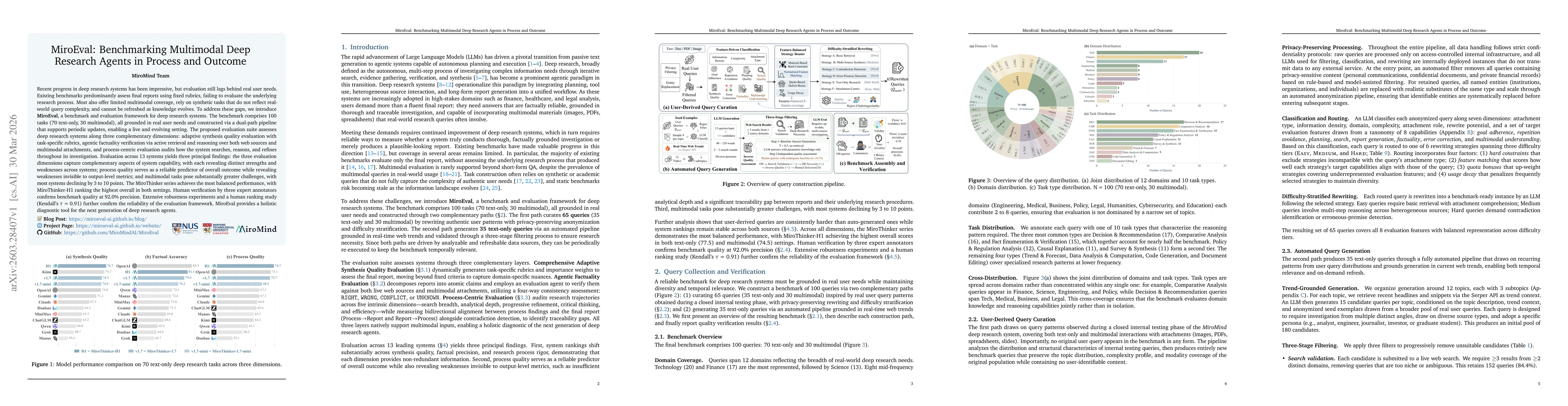 Thumbnail for MiroEval: Benchmarking Multimodal Deep Research Agents in Process and Outcome