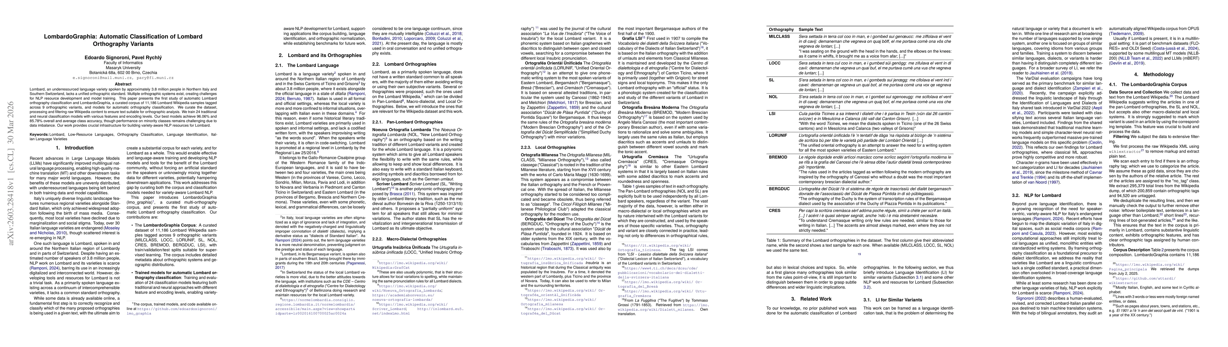 Thumbnail for LombardoGraphia: Automatic Classification of Lombard Orthography Variants