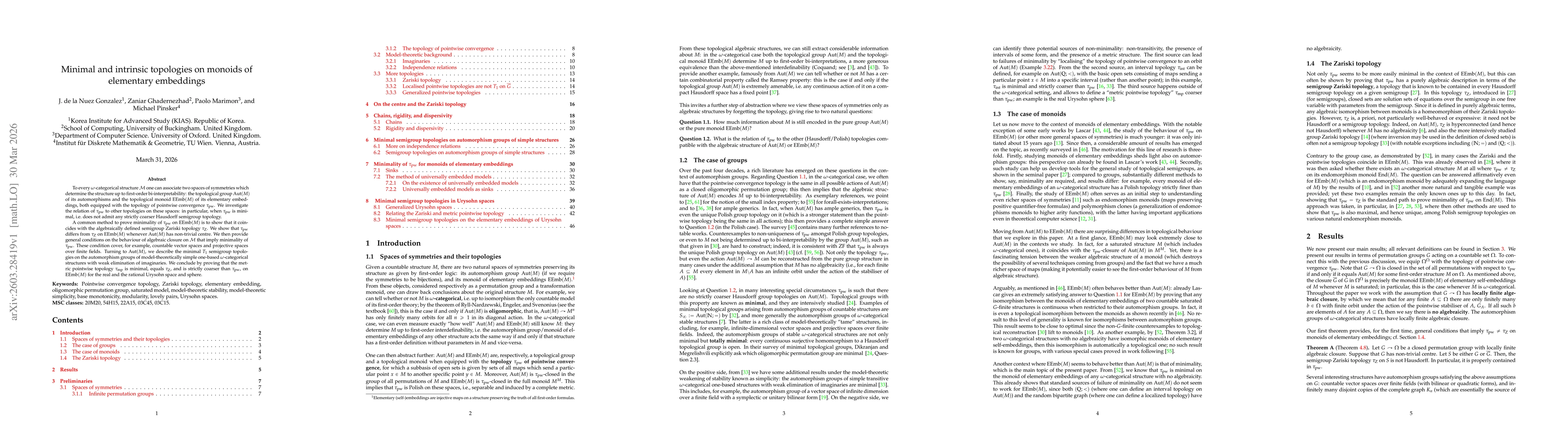 Thumbnail for Minimal and intrinsic topologies on monoids of elementary embeddings