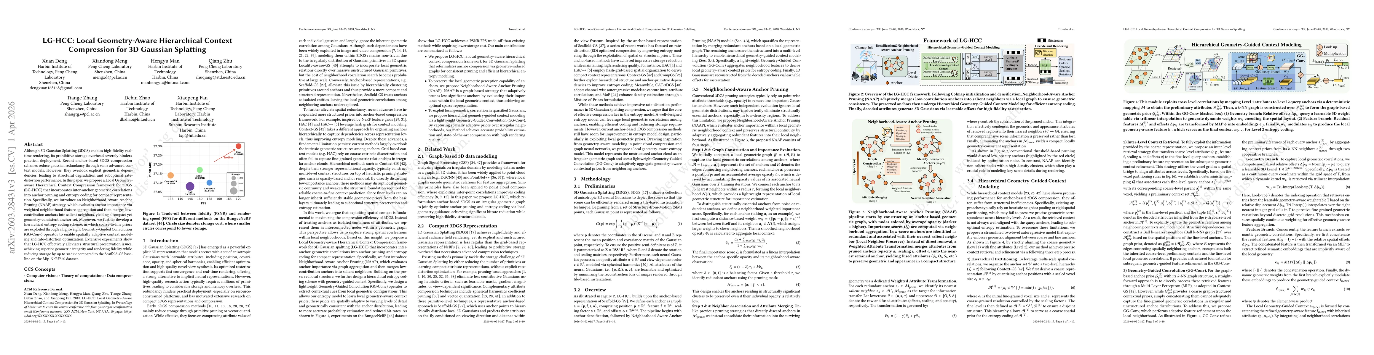 Thumbnail for GeoHCC: Local Geometry-Aware Hierarchical Context Compression for 3D Gaussian Splatting