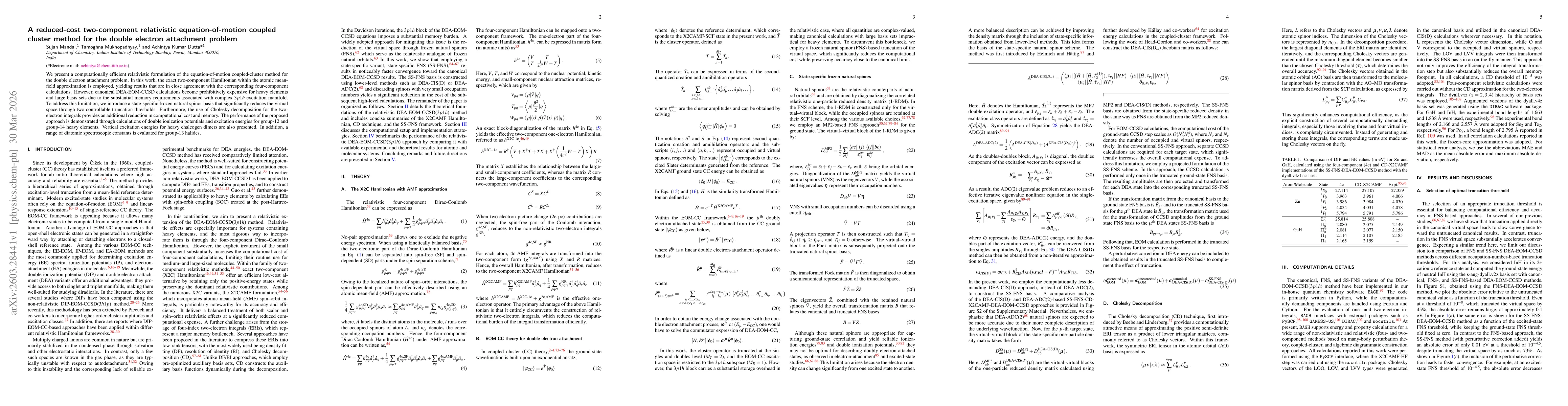 Thumbnail for A reduced-cost two-component relativistic equation-of-motion coupled cluster method for the double electron attachment problem