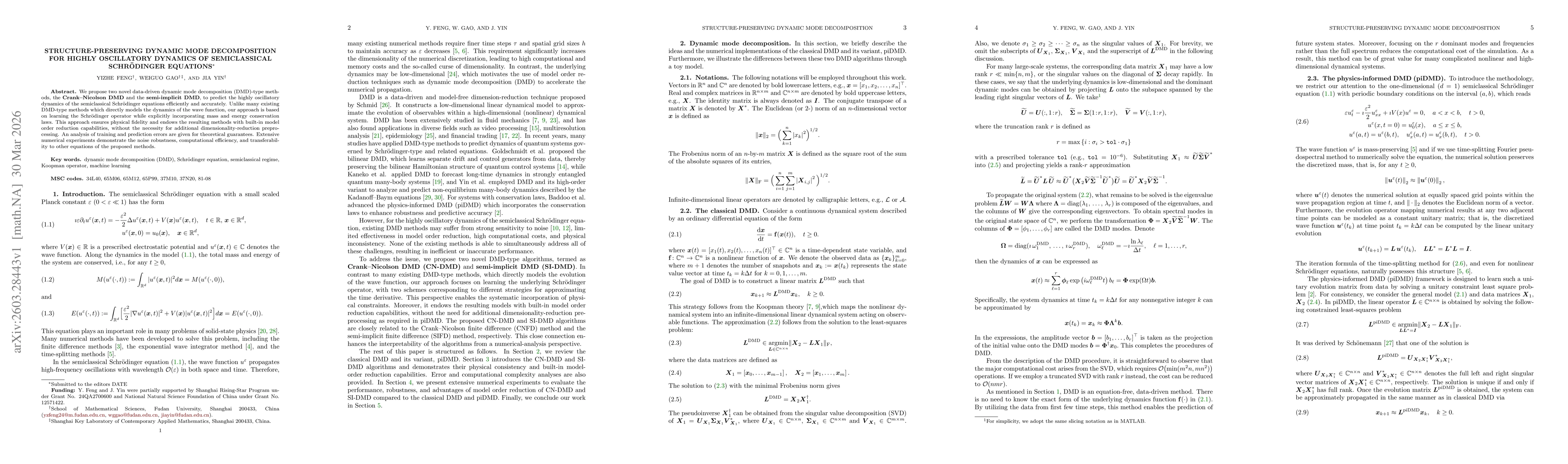 Thumbnail for Structure-Preserving Dynamic Mode Decomposition for Highly Oscillatory Dynamics of Semiclassical Schrödinger Equations