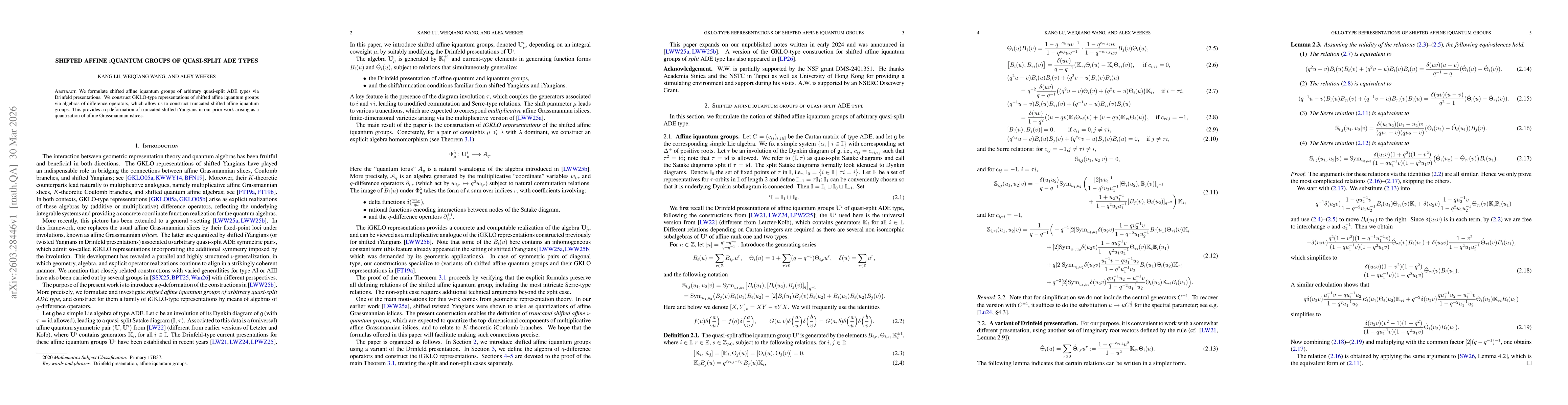 Thumbnail for Shifted affine iquantum groups of quasi-split ADE types
