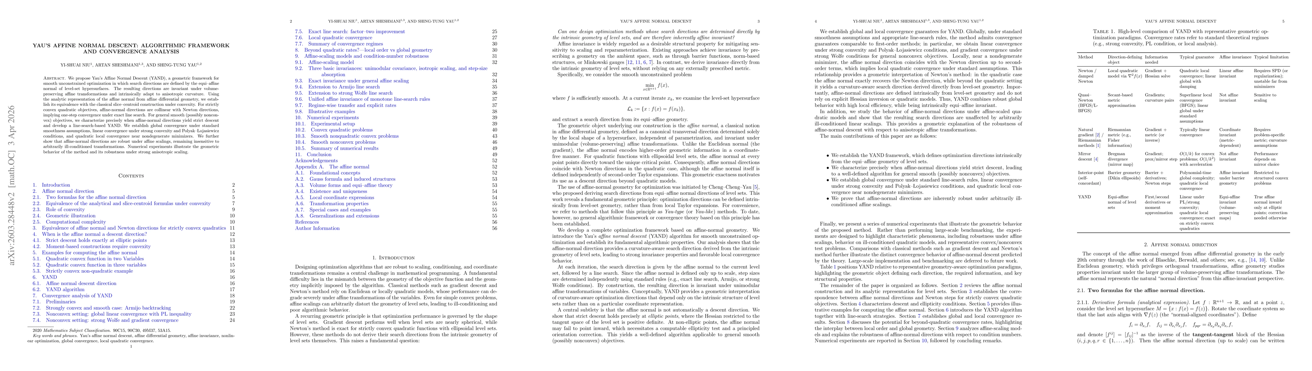 Thumbnail for Yau's Affine Normal Descent: Algorithmic Framework and Convergence Analysis
