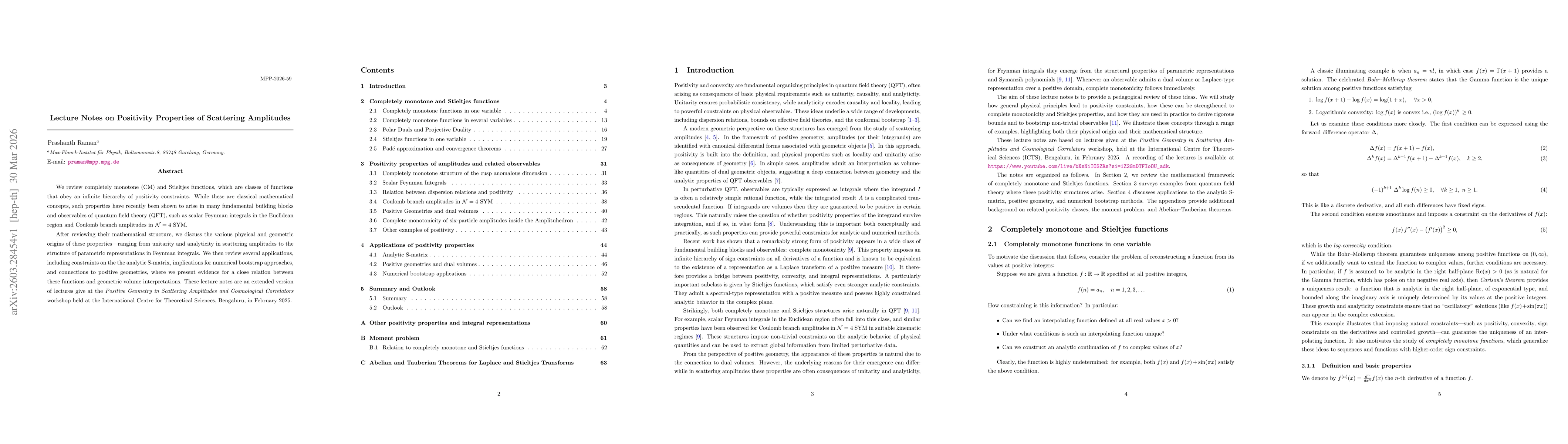 Thumbnail for Lecture Notes on Positivity Properties of Scattering Amplitudes