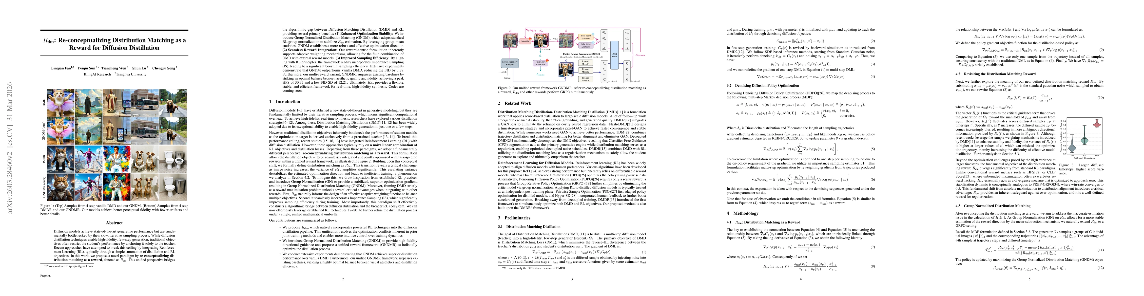 Thumbnail for $R_{dm}$: Re-conceptualizing Distribution Matching as a Reward for Diffusion Distillation