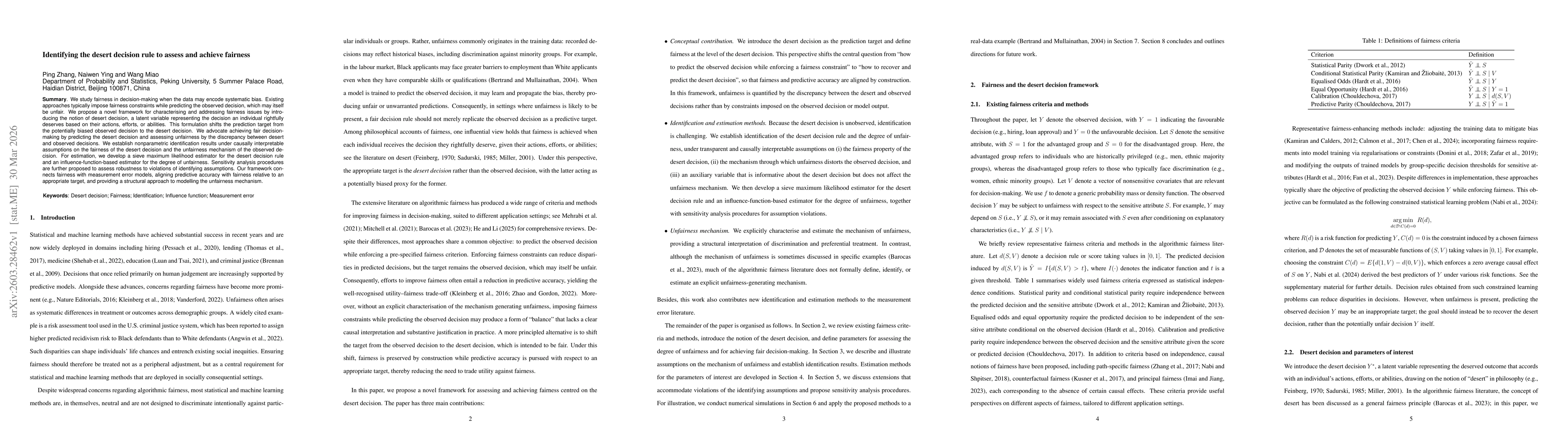 Thumbnail for Identifying the desert decision rule to assess and achieve fairness