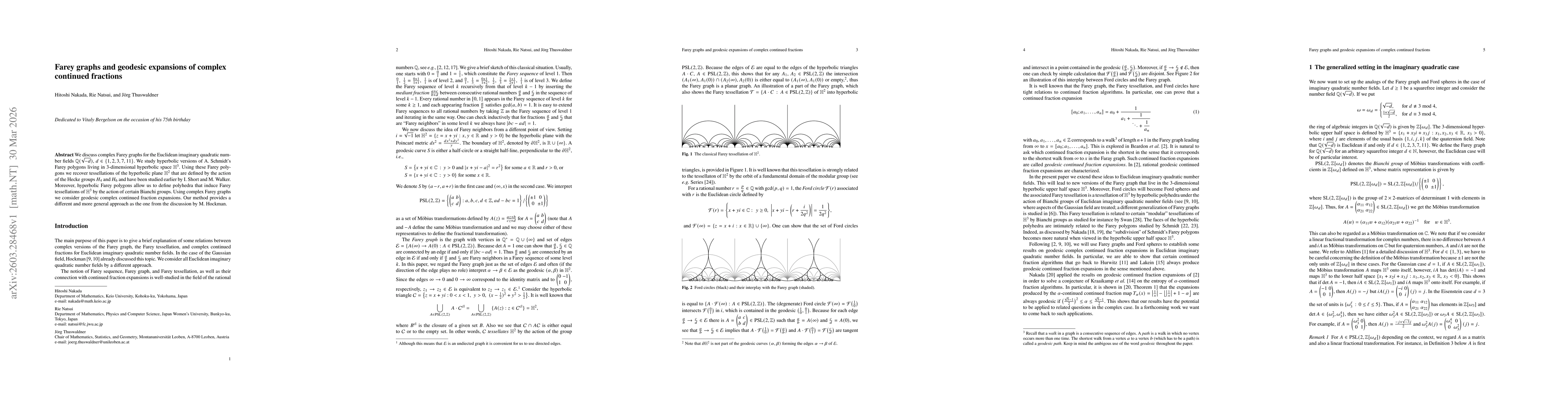 Thumbnail for Farey graphs and geodesic expansions of complex continued fractions