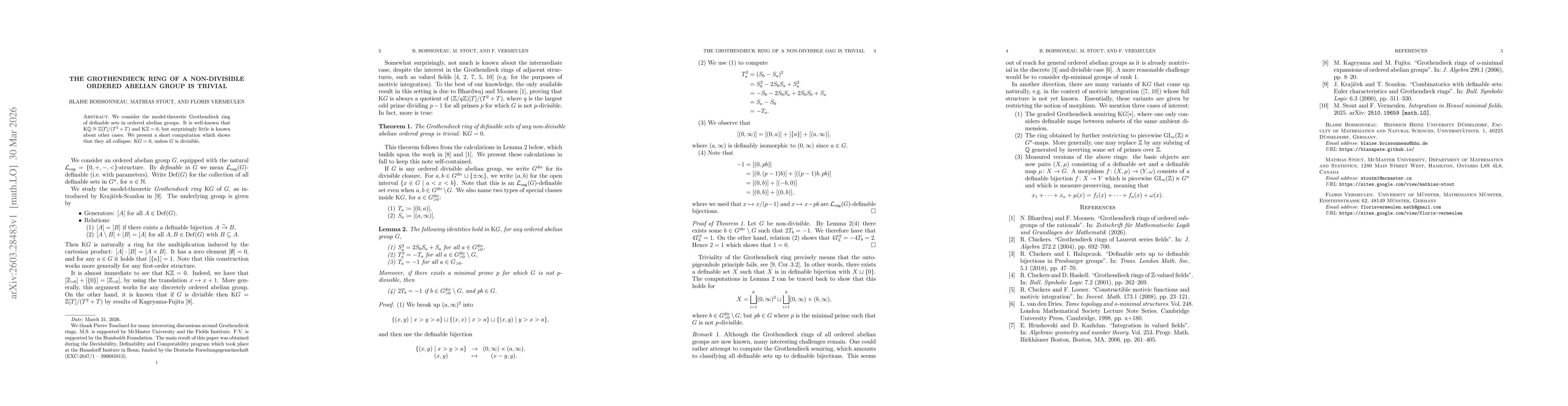 Thumbnail for The Grothendieck ring of a non-divisible ordered abelian group is trivial