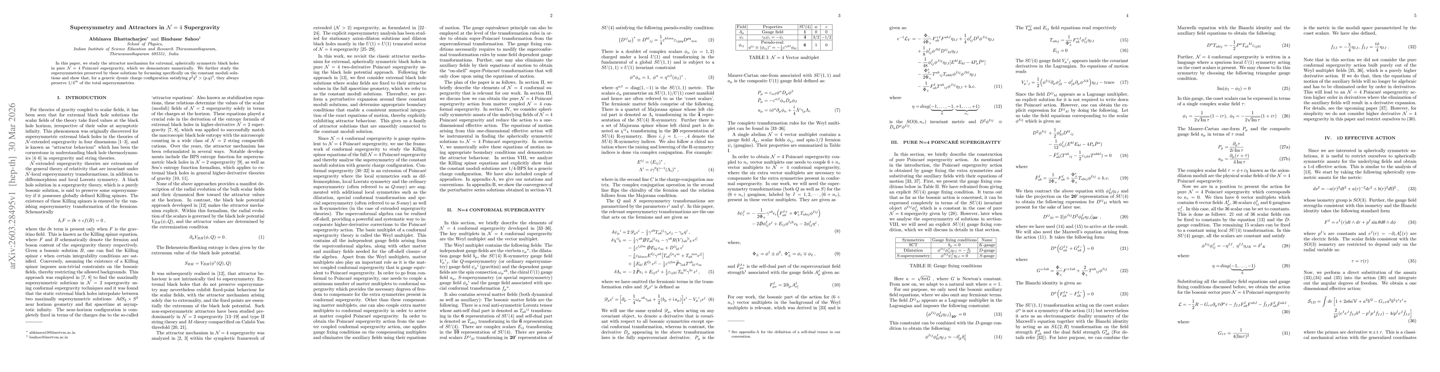 Thumbnail for Supersymmetry and Attractors in N = 4 Supergravity