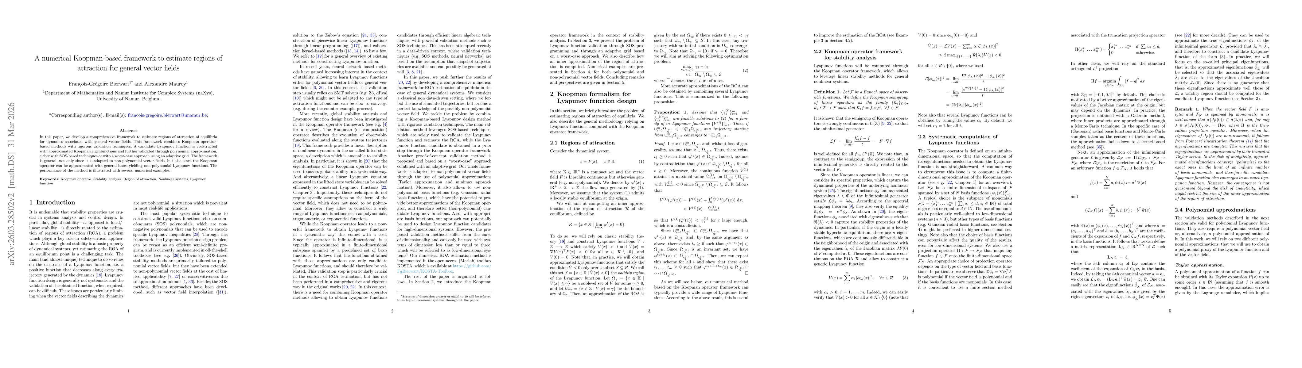 Thumbnail for A numerical Koopman-based framework to estimate regions of attraction for general vector fields