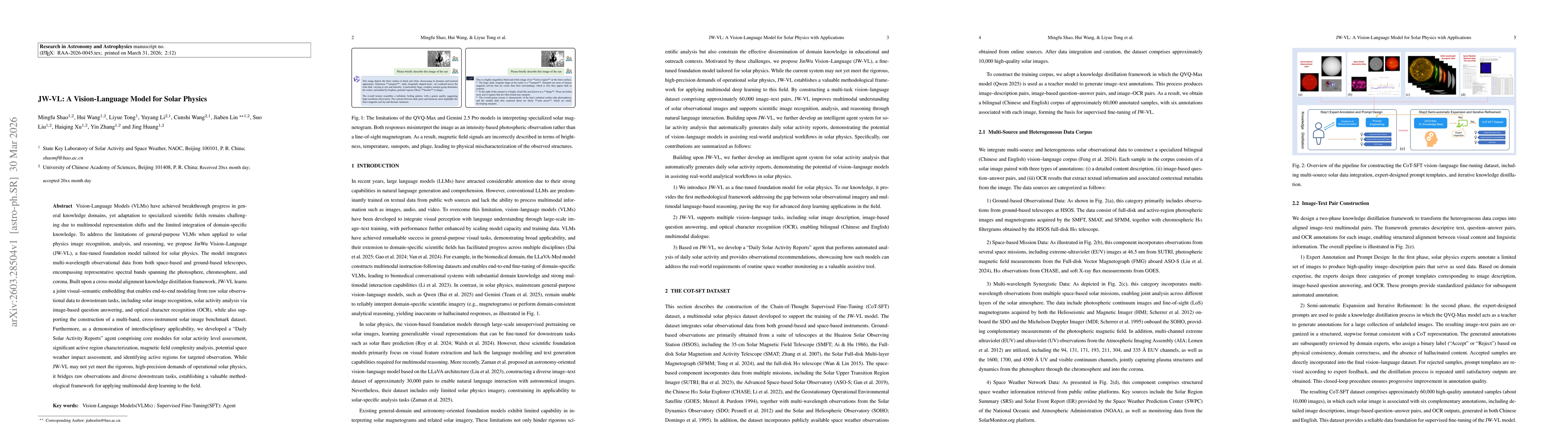 Thumbnail for JW-VL: A Vision-Language Model for Solar Physics