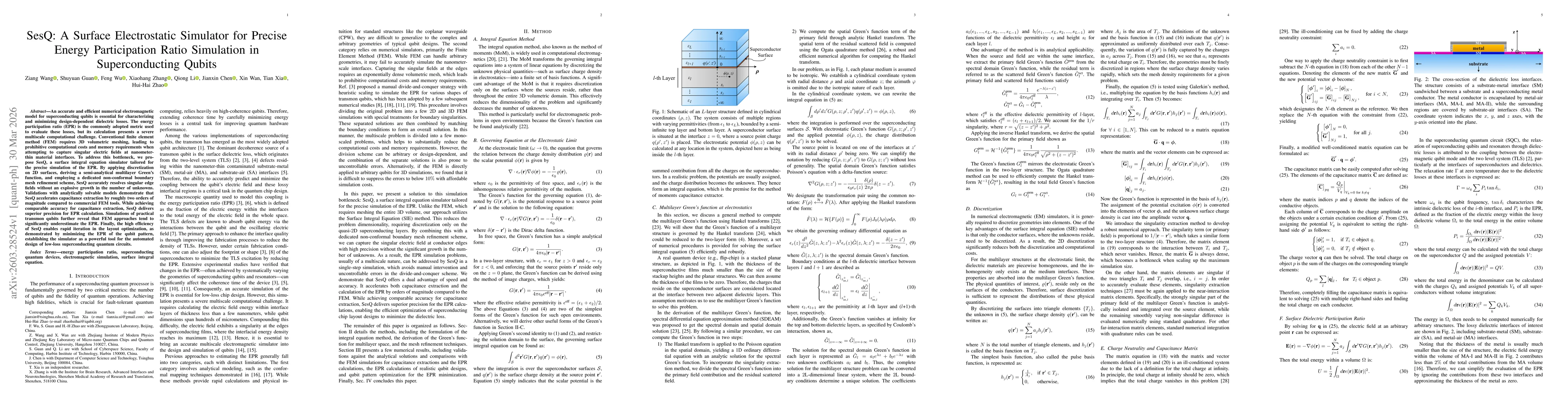 Thumbnail for SesQ: A Surface Electrostatic Simulator for Precise Energy Participation Ratio Simulation in Superconducting Qubits