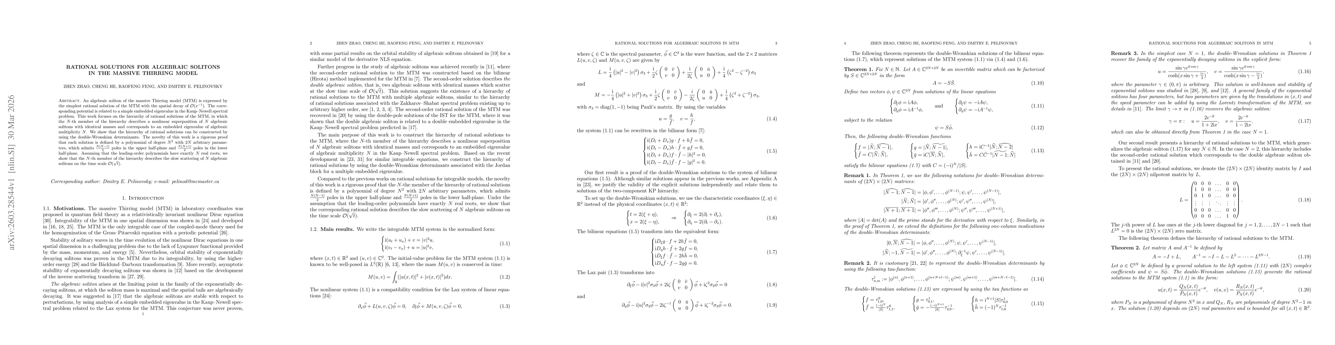 Thumbnail for Rational solutions for algebraic solitons in the massive Thirring model
