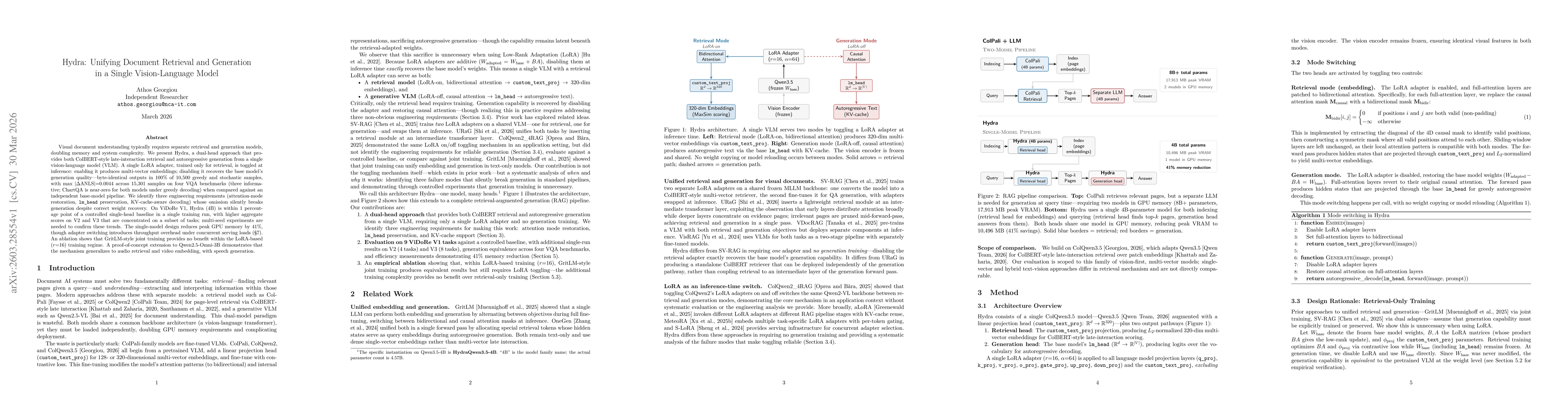 Thumbnail for Hydra: Unifying Document Retrieval and Generation in a Single Vision-Language Model