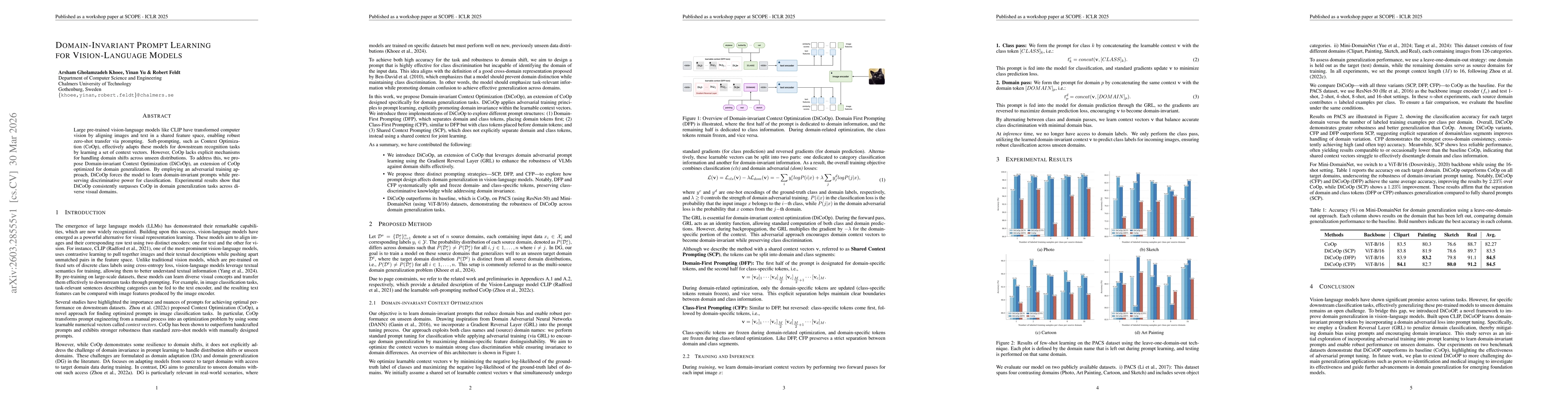 Thumbnail for Domain-Invariant Prompt Learning for Vision-Language Models