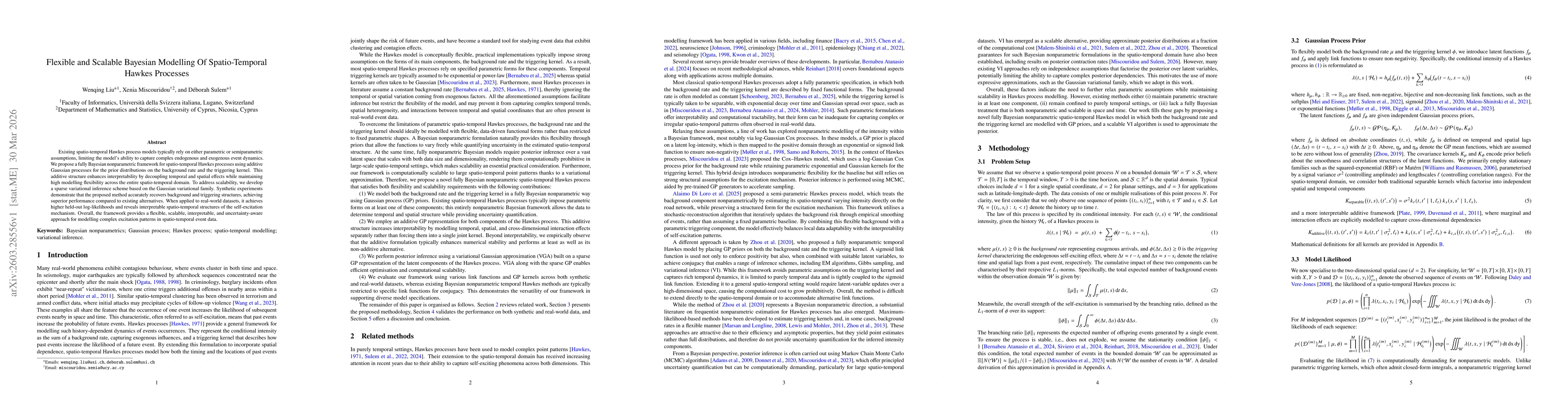 Thumbnail for Flexible and Scalable Bayesian Modelling of Spatio-Temporal Hawkes Processes