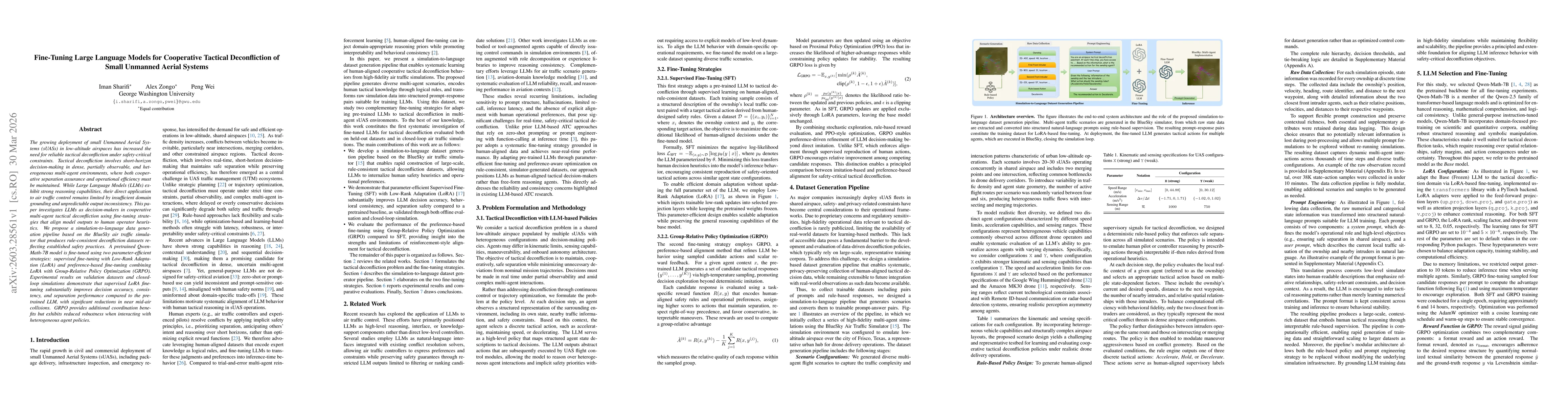 Thumbnail for Fine-Tuning Large Language Models for Cooperative Tactical Deconfliction of Small Unmanned Aerial Systems