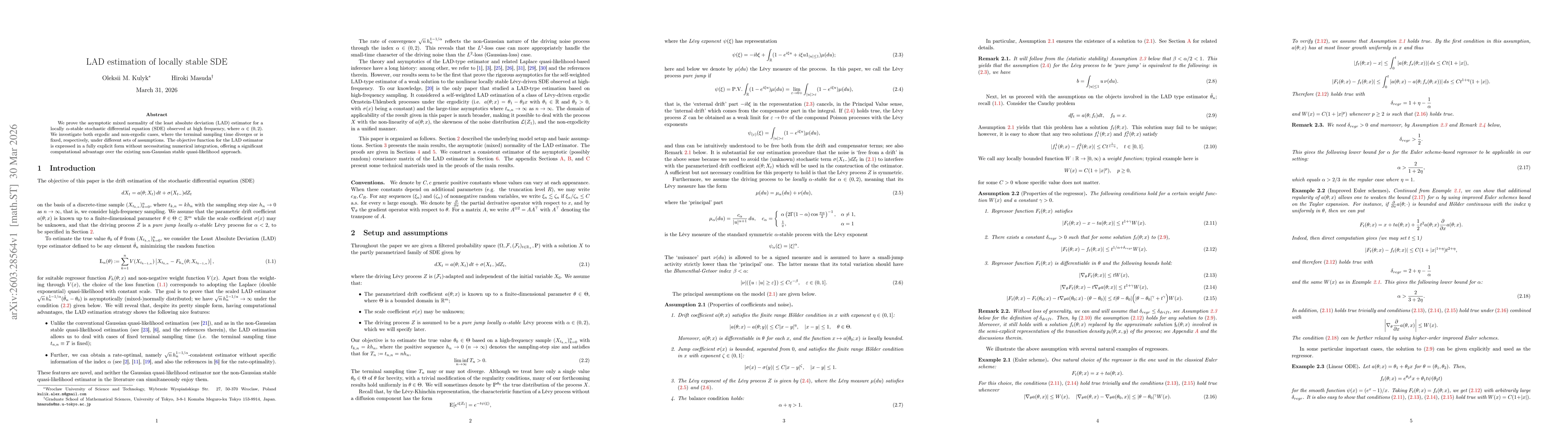 Thumbnail for LAD estimation of locally stable SDE