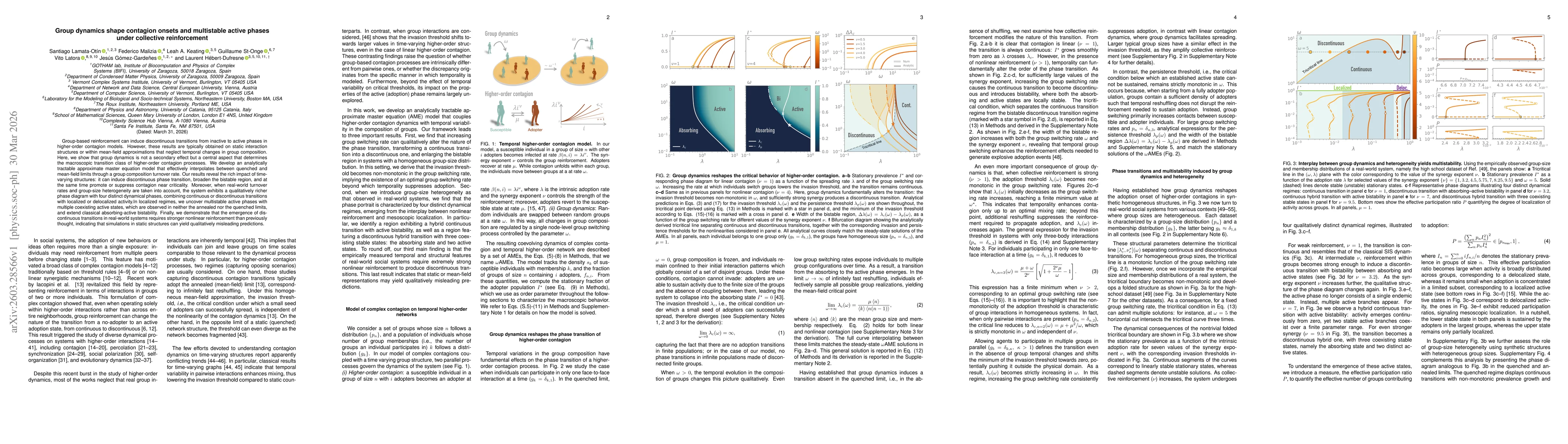 Thumbnail for Group dynamics shape contagion onsets and multistable active phases under collective reinforcement