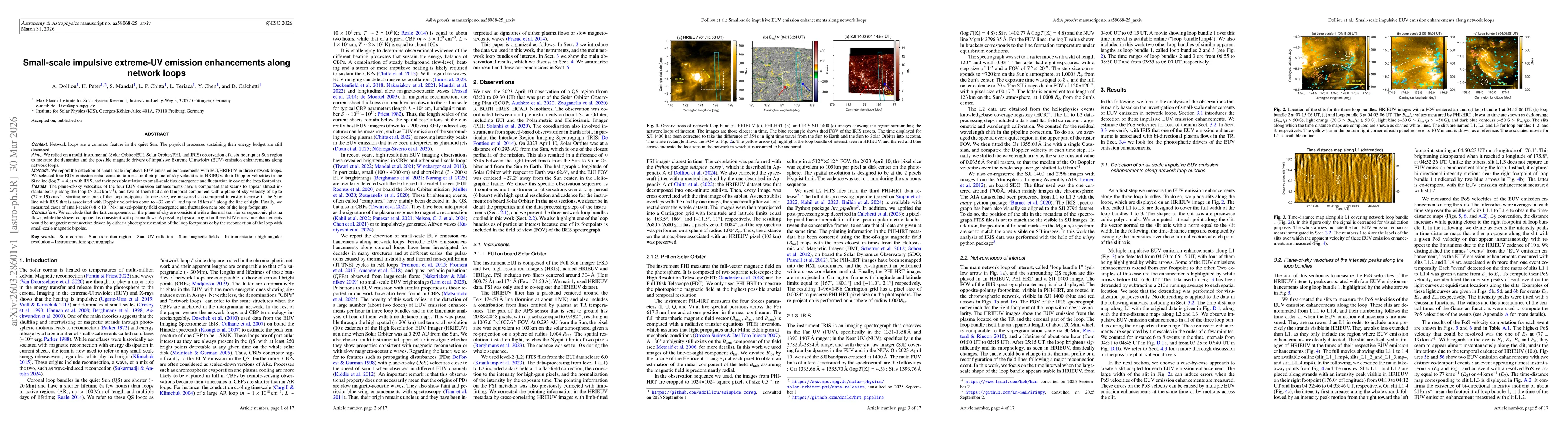 Thumbnail for Small-scale impulsive EUV emission enhancements along network loops