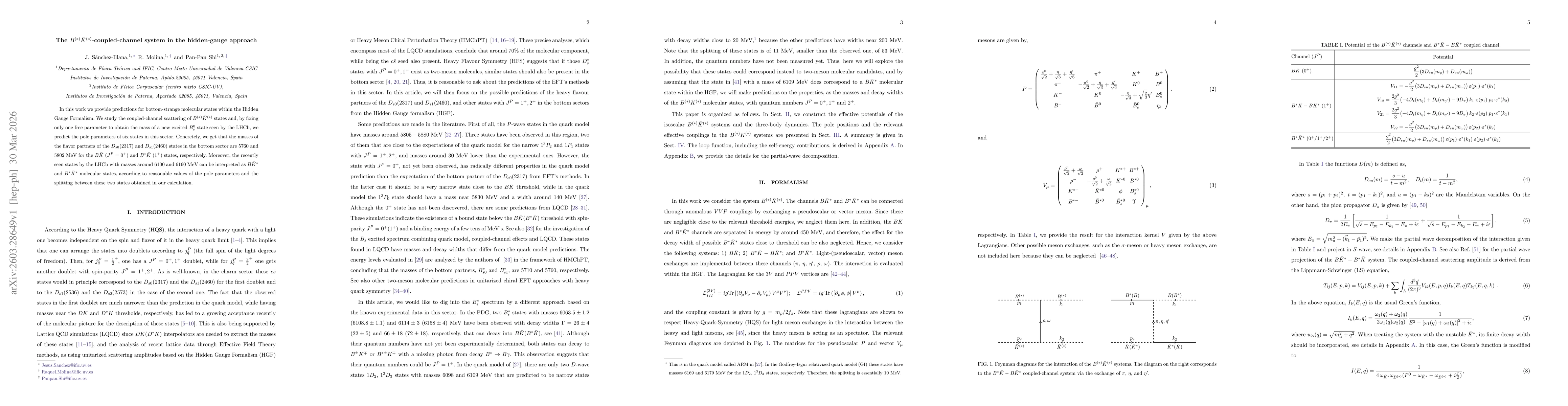 Thumbnail for The $B^{(*)}\bar{K}^{(*)}$-coupled-channel system in the hidden-gauge approach