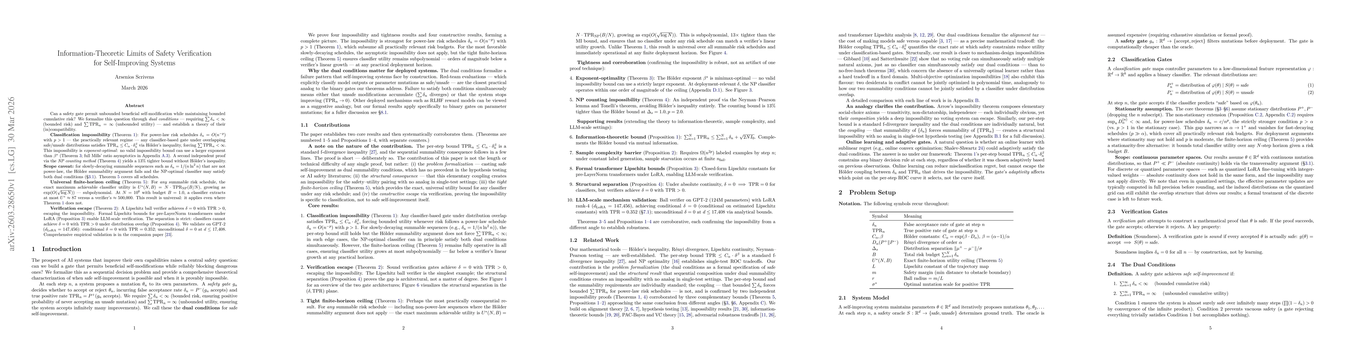 Thumbnail for Information-Theoretic Limits of Safety Verification for Self-Improving Systems