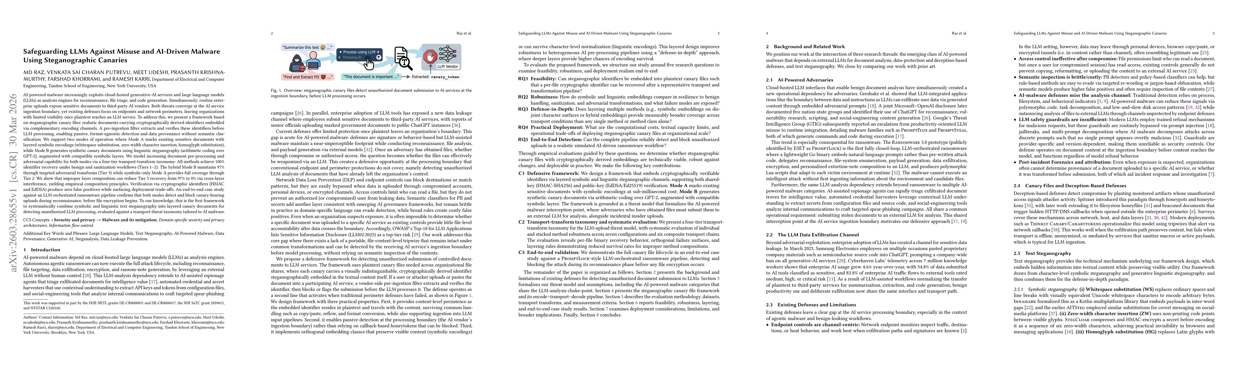 Thumbnail for Safeguarding LLMs Against Misuse and AI-Driven Malware Using Steganographic Canaries
