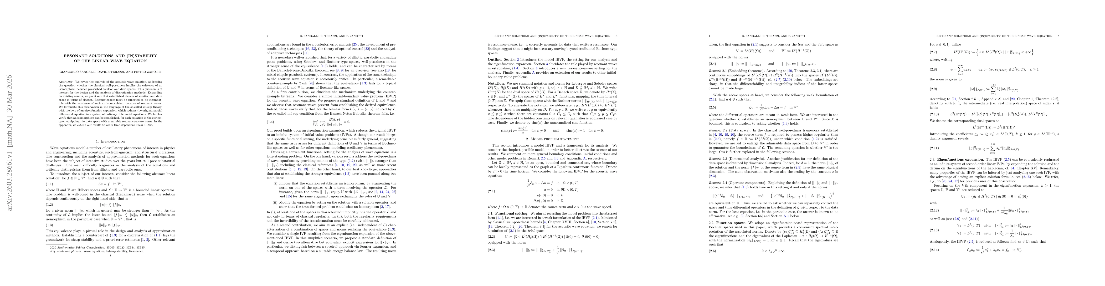 Thumbnail for Resonant solutions and (in)stability of the linear wave equation