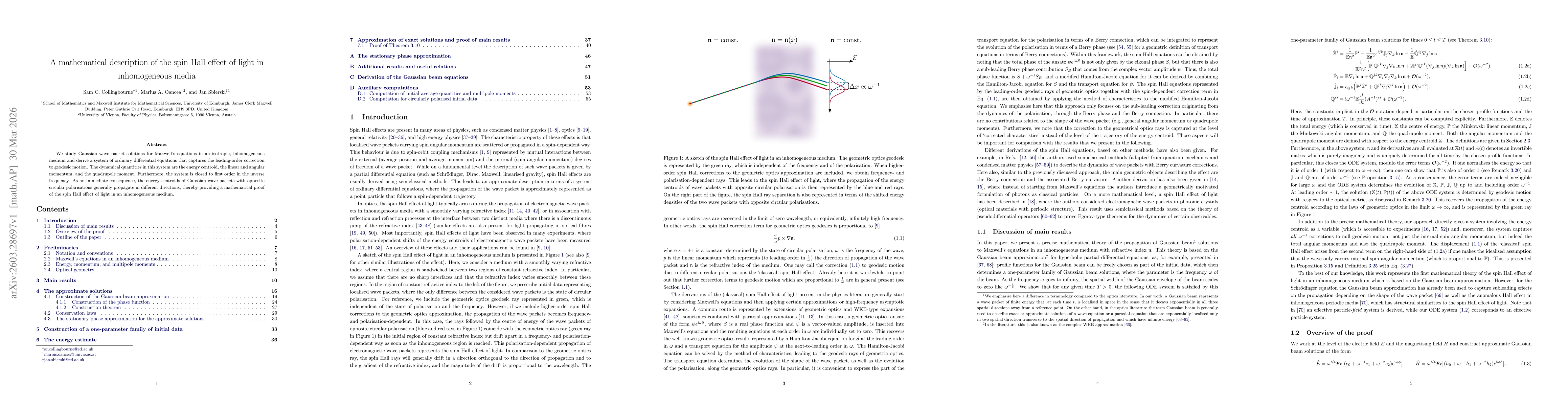 Thumbnail for A mathematical description of the spin Hall effect of light in inhomogeneous media