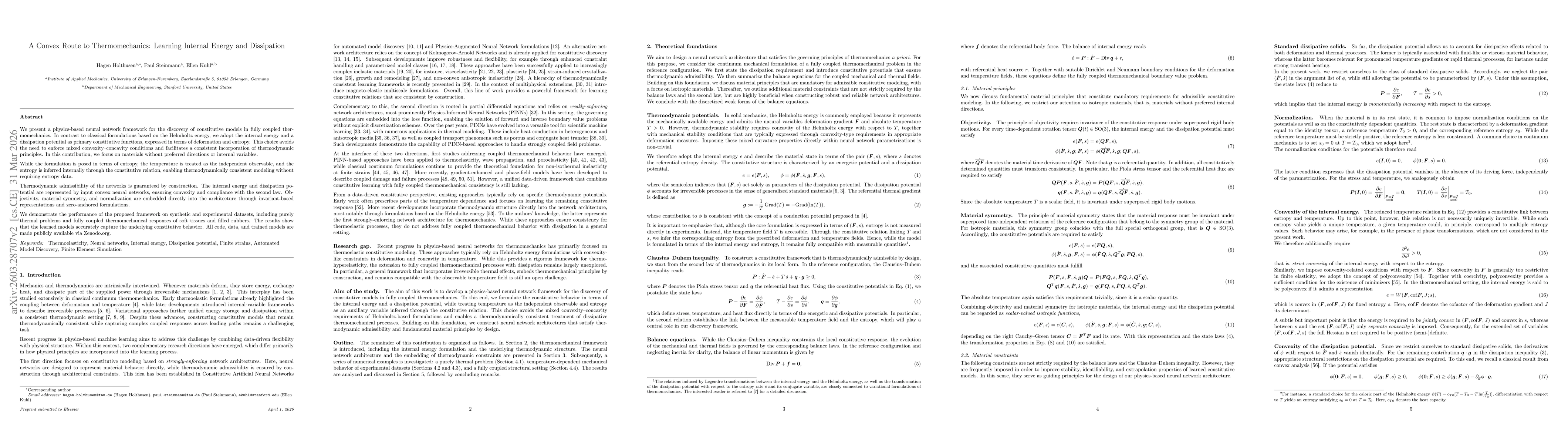 Thumbnail for A Convex Route to Thermomechanics: Learning Internal Energy and Dissipation