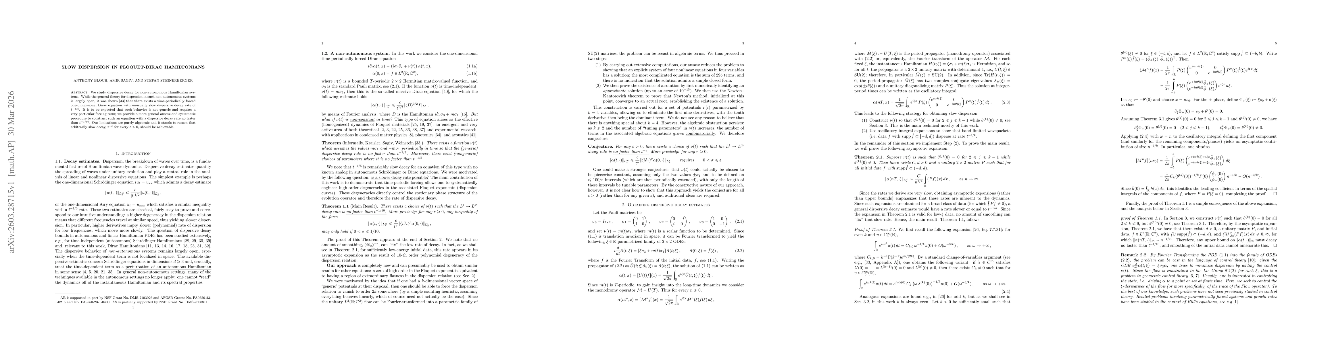 Thumbnail for Slow dispersion in Floquet-Dirac Hamiltonians