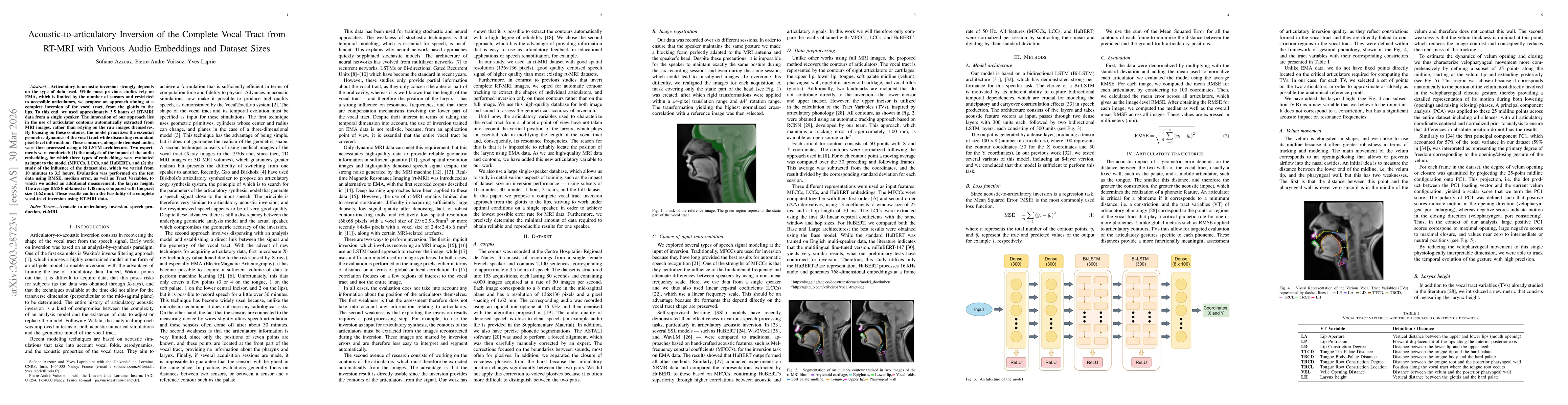 Thumbnail for Acoustic-to-articulatory Inversion of the Complete Vocal Tract from RT-MRI with Various Audio Embeddings and Dataset Sizes