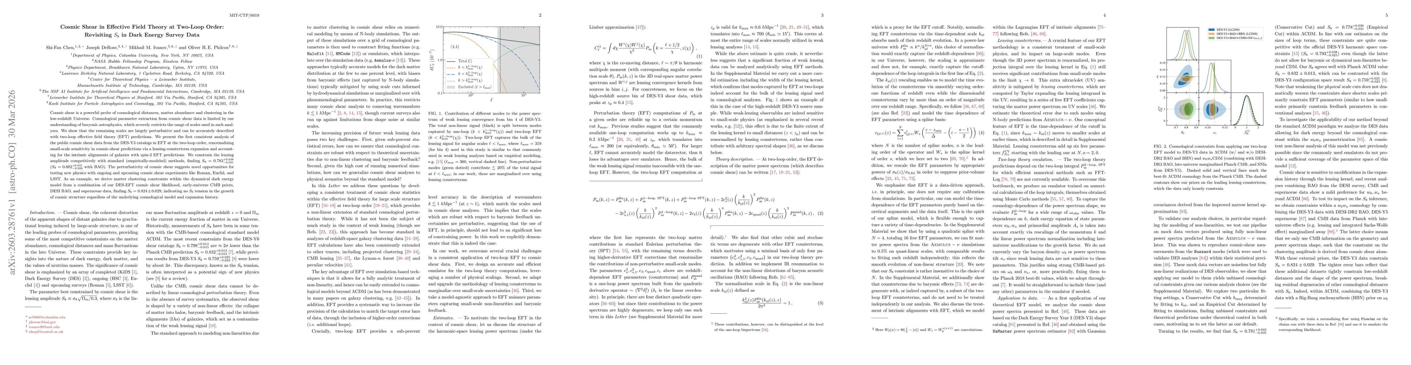 Thumbnail for Cosmic Shear in Effective Field Theory at Two-Loop Order: Revisiting $S_8$ in Dark Energy Survey Data