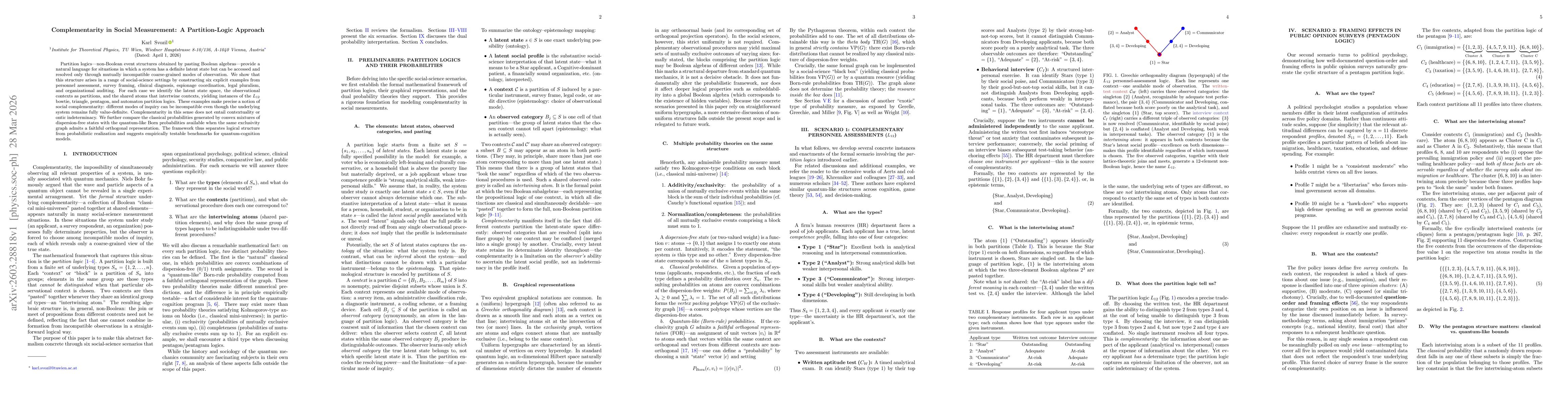 Thumbnail for Complementarity in Social Measurement: A Partition-Logic Approach