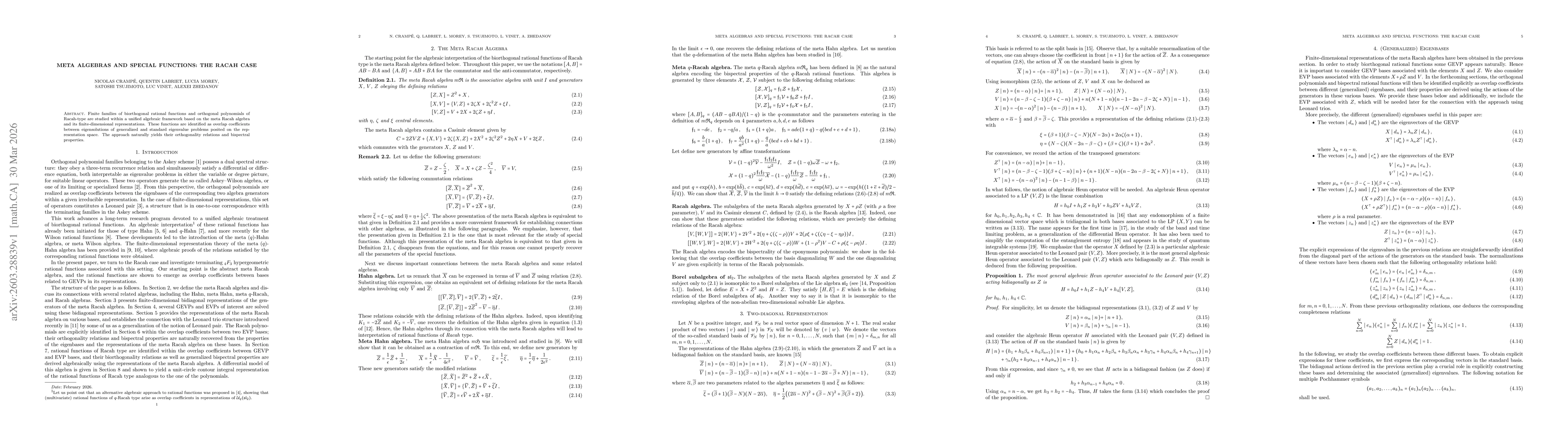 Thumbnail for Meta Algebras and Special Functions: the Racah Case