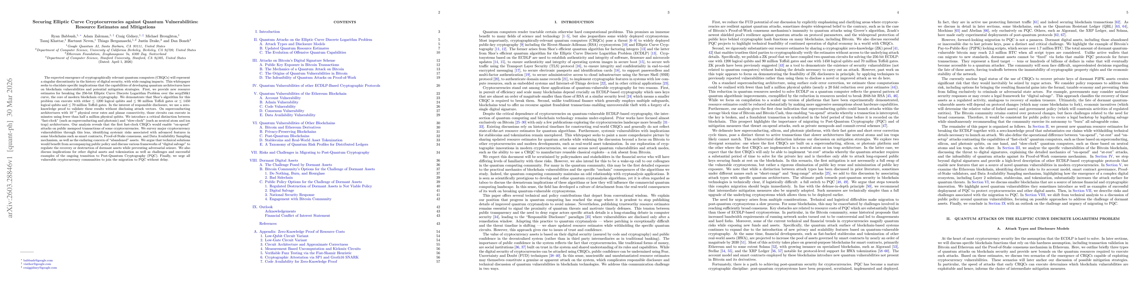 Thumbnail for Securing Elliptic Curve Cryptocurrencies against Quantum Vulnerabilities: Resource Estimates and Mitigations