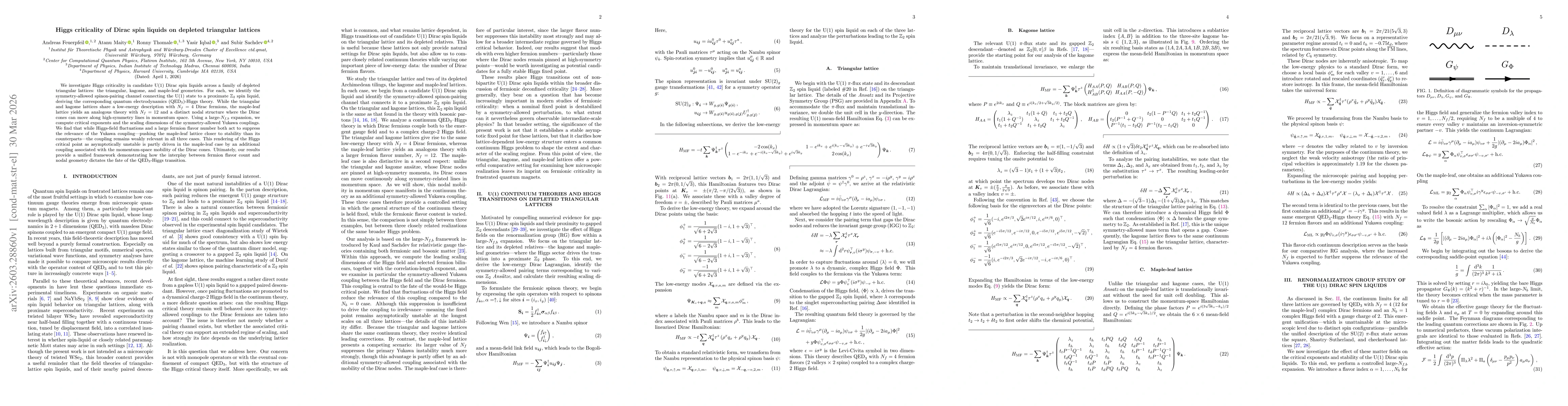 Thumbnail for Higgs criticality of Dirac spin liquids on depleted triangular lattices