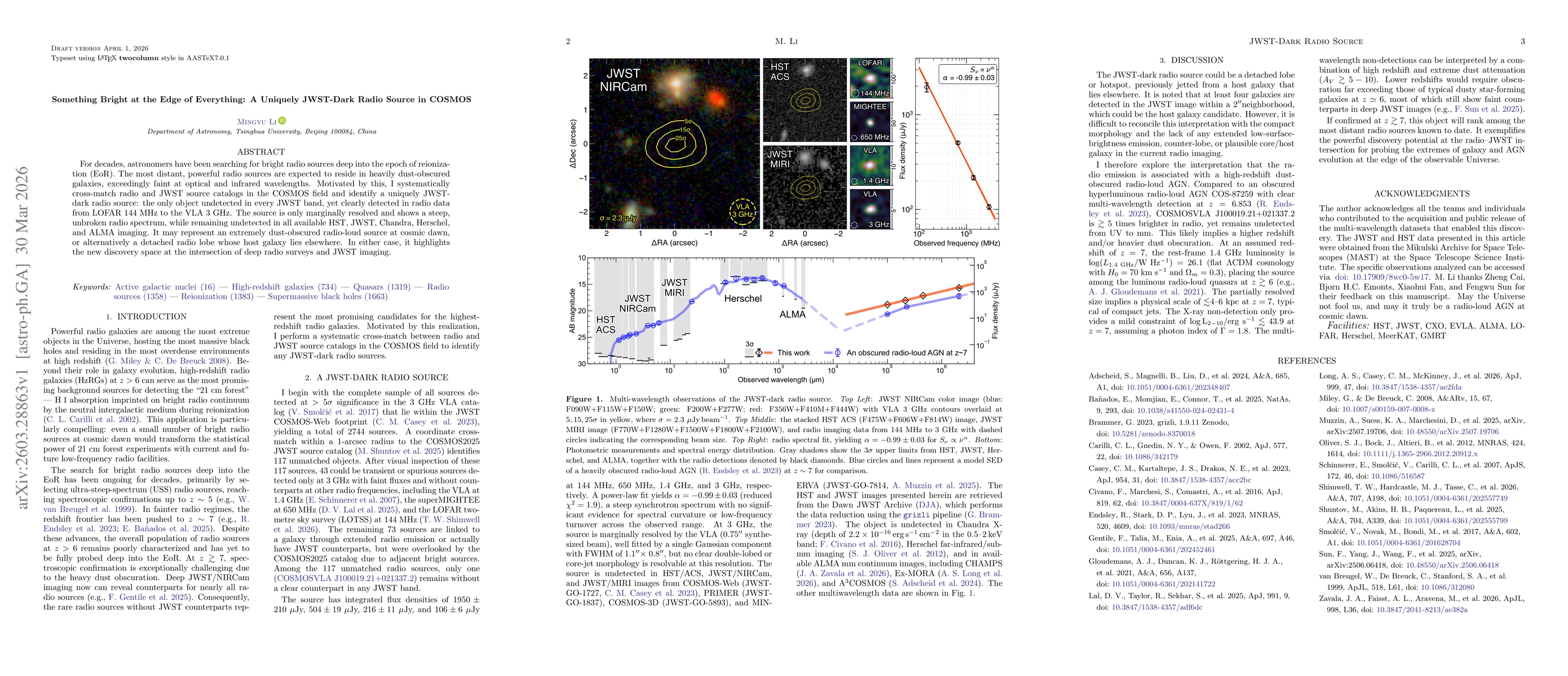 Thumbnail for Something Bright at the Edge of Everything: A Uniquely JWST-Dark Radio Source in COSMOS