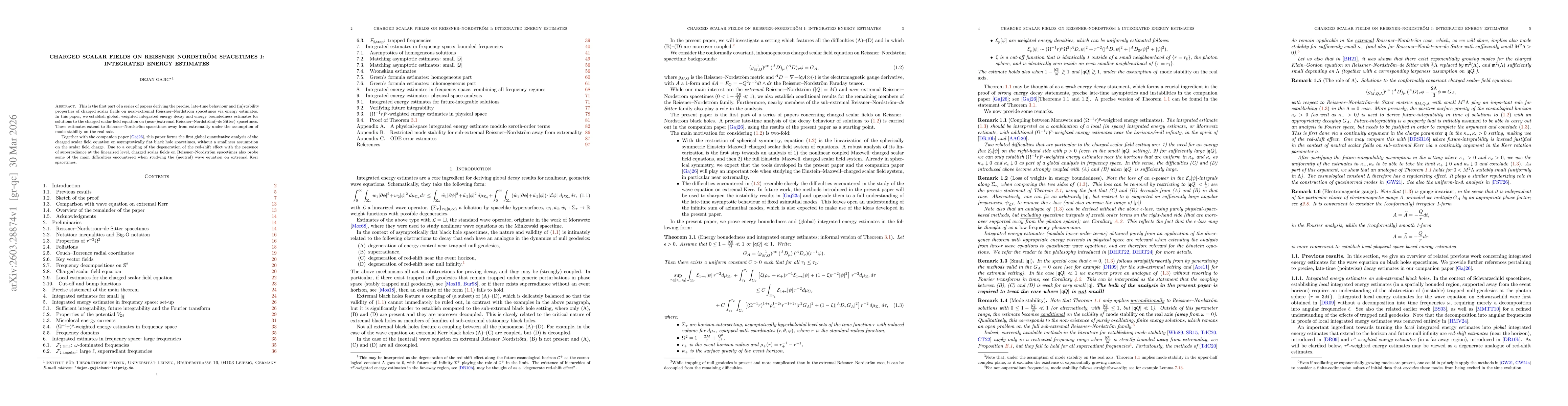 Thumbnail for Charged scalar fields on Reissner--Nordström spacetimes I: integrated energy estimates