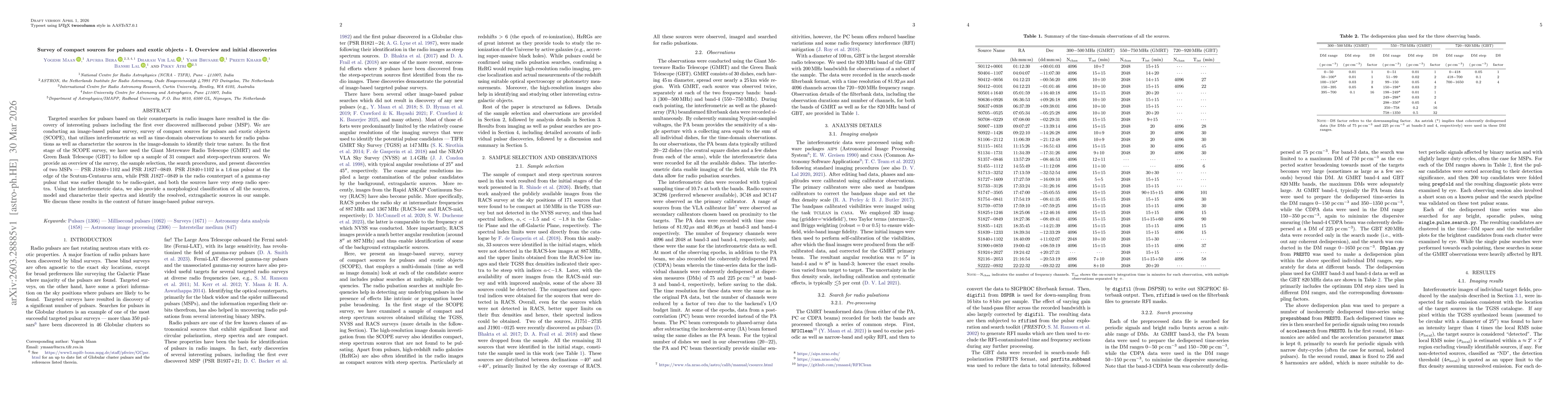 Thumbnail for Survey of compact sources for pulsars and exotic objects -- I. Overview and initial discoveries