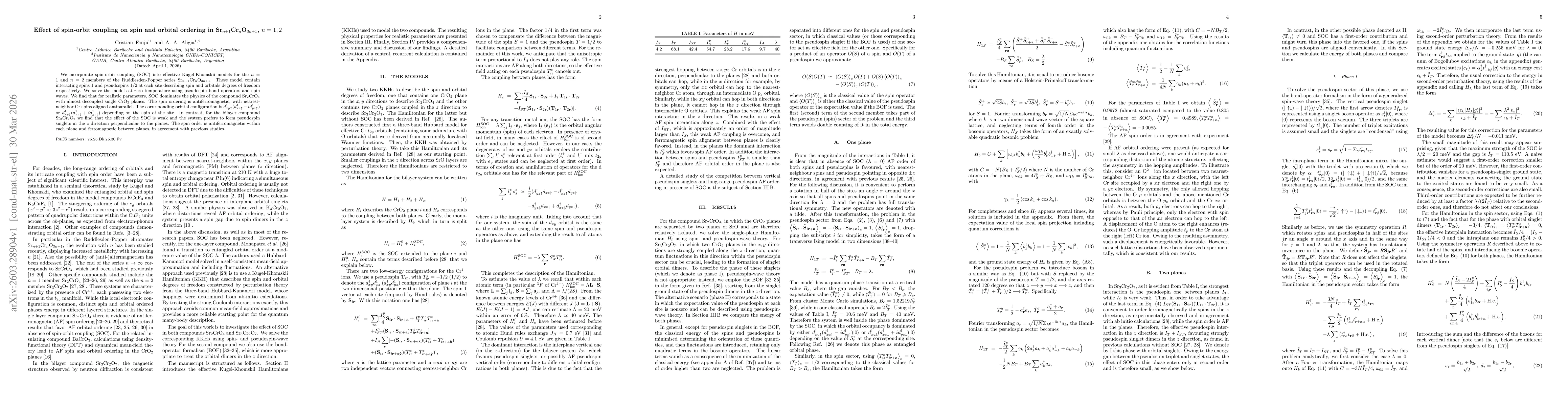 Thumbnail for Effect of spin-orbit coupling on spin and orbital ordering in Sr$_{n+1}$Cr$_n$O$_{3n+1}$, $n=1,2$