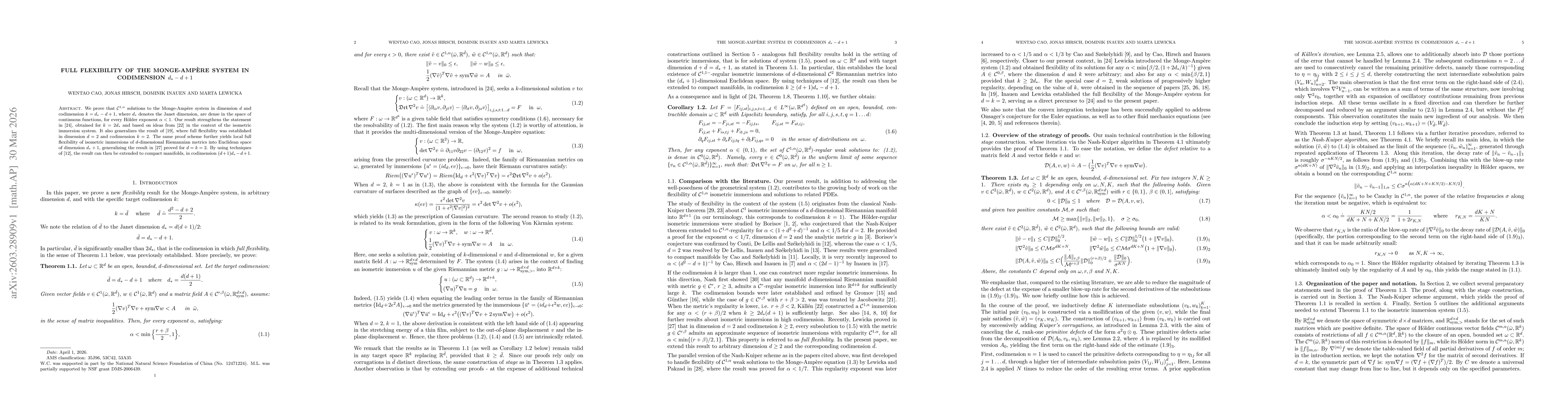Thumbnail for Full flexibility of the Monge-Ampère system in codimension $d_*-d+1$
