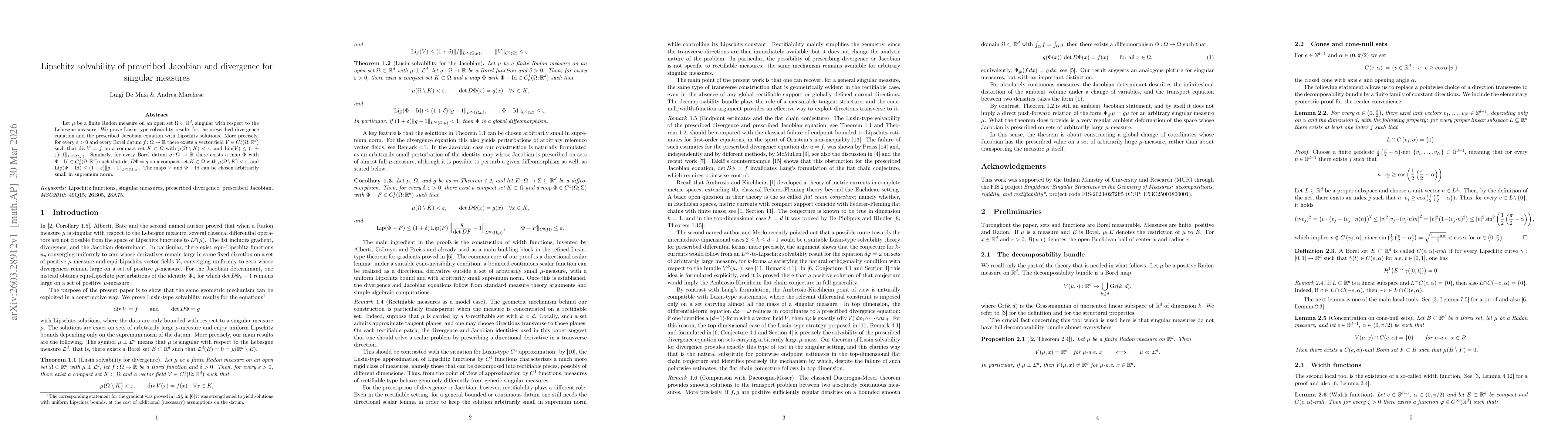 Thumbnail for Lipschitz solvability of prescribed Jacobian and divergence for singular measures