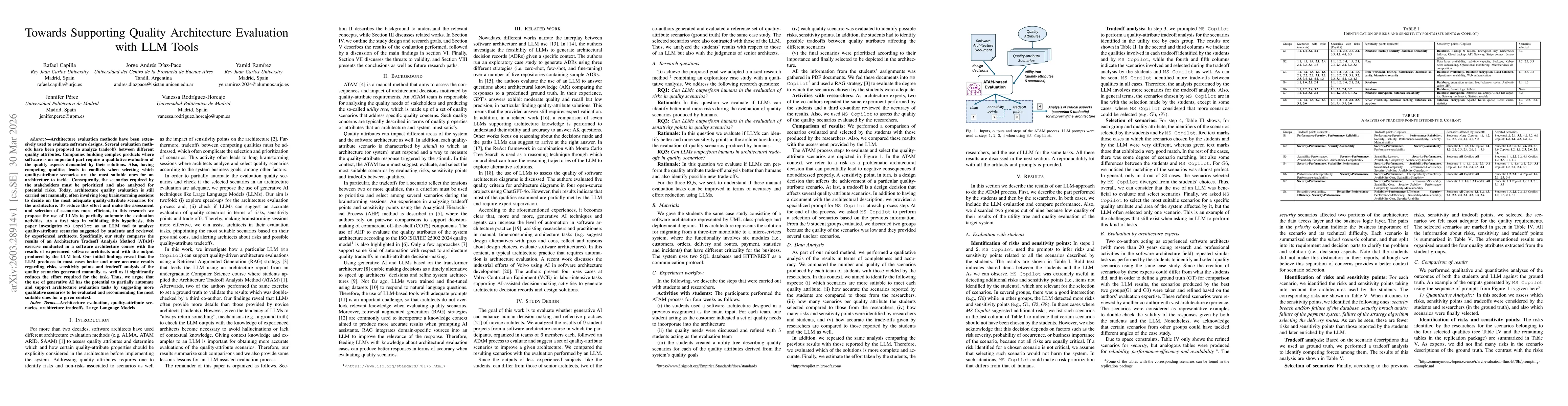 Thumbnail for Towards Supporting Quality Architecture Evaluation with LLM Tools